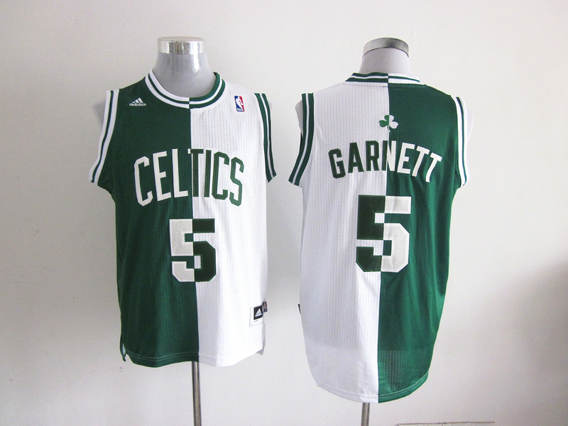  NBA Boston Celtics 5 Kevin Garnett Swingman Split Green White Jersey
